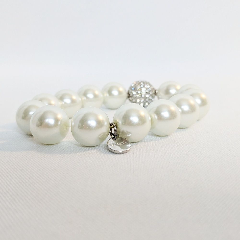 Chico's Pearl & Rhinestone Bracelet Excellent Cond - Picture 7 of 7